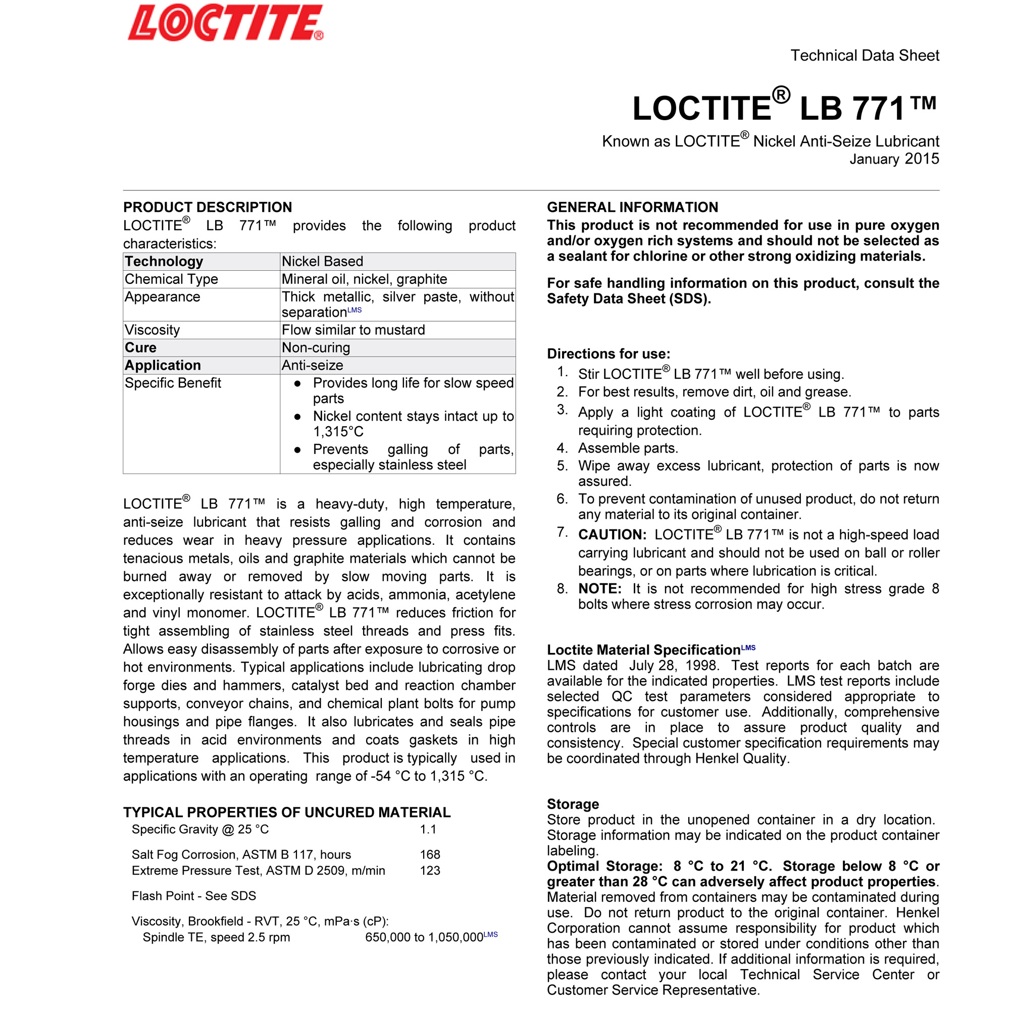 Loctite 77164 LB 771 Nickel Antiseize Lubricant 1LB